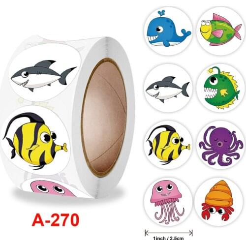 500pcs Cartoon Shark Sticker for Kids 8 Designs Whale Reward Sticker for Birthday Party Gift Decoration Encourage Sticker
