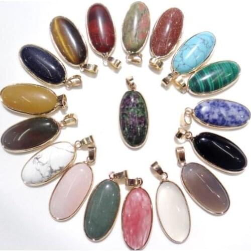 Natural Stone Agate aventurine tiger eye amethyst Opal Water drop Pendant Beads Charms Jewelry for Necklaces Jewelry Making 1pcs