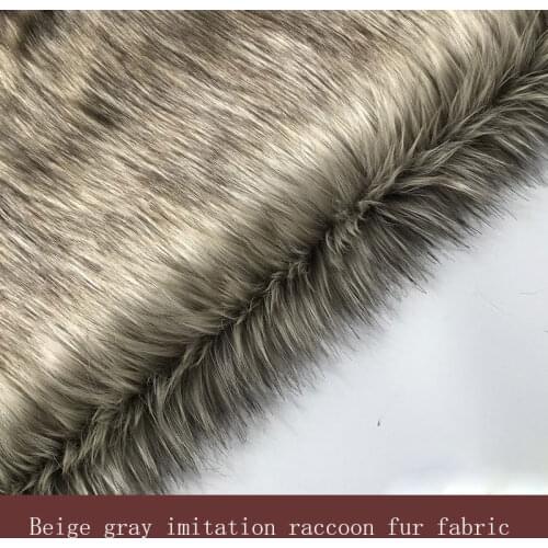 New products for autumn and winter, artificial fur, beige long-hair imitation raccoon fur collar fabric