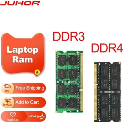 JUHOR RAM memoria ddr4 DDR3 4GB 8GB 16GB laptop sodimm Memory with 1600mhz 2400mhz 2666mhz RAMS 1.2V New dimm Ship memoria ram