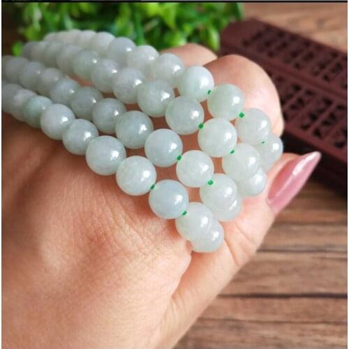 Genuine Green Yellow 100% Natural A JADE JADEITE Bead Beads Necklace 8mm