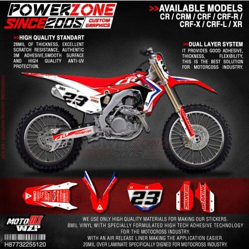 PowerZone Custom Team Graphics Backgrounds Decals 3M Stickers Kit For HONDA CRF250R 2014-2017 CRF450R 2013-2016 120