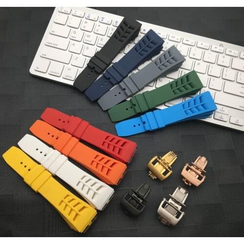 Screw Connection Imported Nature Colorful Silicone Rubber 20mm Watchband For Richard Watch Mille Strap Band Butterfly Buckle