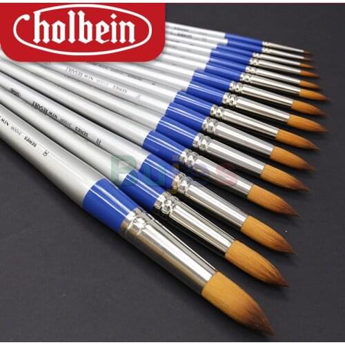 Holbein 3100R Series Brush, Wool Synthetic Fiber Wool Brush, Round Head Watercolor Brush,Artist Quality, Art Supplies
