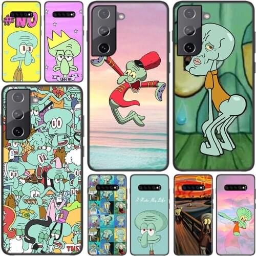 Silicone Cover Cartoon Squidward Tentacles For Samsung Galaxy S21 S20 FE Ultra S10 S10e Lite S9 S8 S7 S6 Edge Plus Phone Case