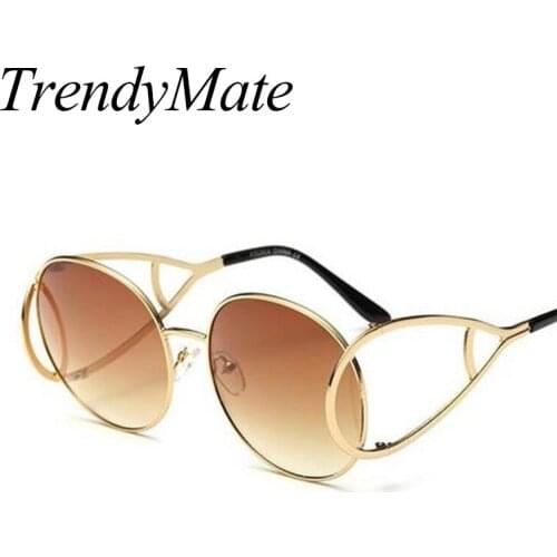 Hot Newest Ladys Retro Sunglasses Oval Female Oculos Luxury Round Goggles Eyewear Alloy Frame Cool Sun Glasses for Women 708M