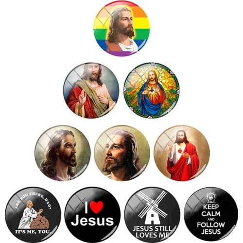 TAFREE Virgin Mary Jesus Christ 12/15/16/18/20/25/30 mm Glass Cabochons Dome Flat Back DIY Colorful Religious Jewelry ys01