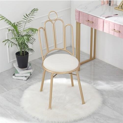 Nordic Restaurant Dressing Table Stool Iron Metal Home Leisure Chair Dining Chair Modern Minimalist Backrest Dressing Chair