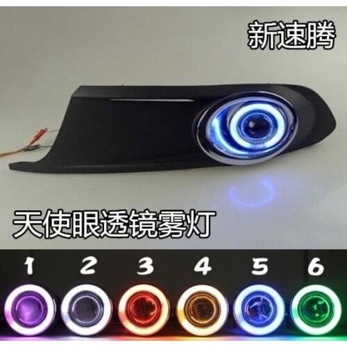LED DRL daytime running light CCFL angel eye, projector lens fog lamp with cover for 2012 Volkswagen VW Jetta Sagitar bora