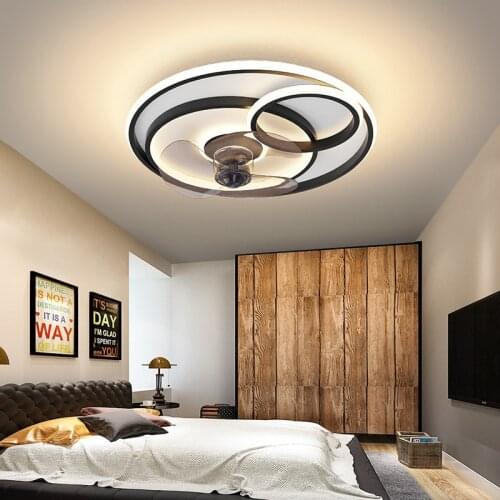 LED Ceiling Fan Light 110V/220V Invisible Bedroom Stepless Dimming Simple Dining Room Study Remote Control Indoor Luminaire
