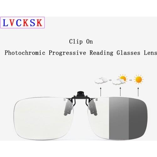 Clip On Intelligent Photochromic Progressive Reading Glasses Lens for Women Men Look Near Far Presbyopia Sunglasses +1.0~+3.5 N5
