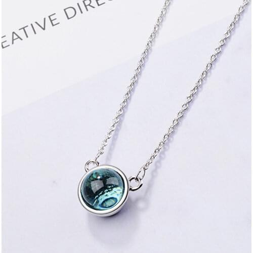 Female Round Crystal Pendants And Necklaces For Women 925 Sterling Silver Wedding Party Fashion Jewelry 2021 Gifts Free Shipping