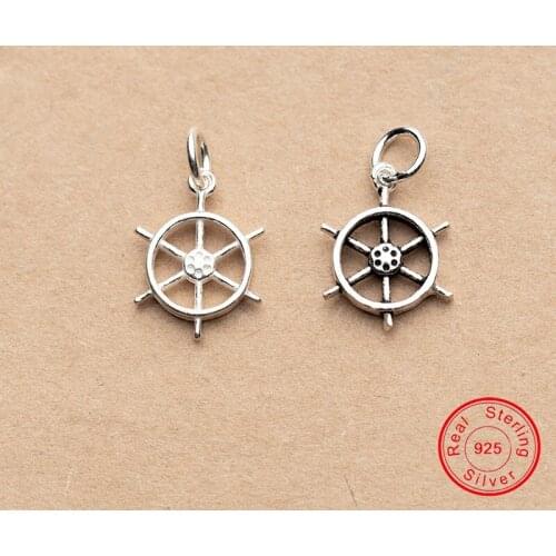 UQBing Simple Vintage 925 Sterling Silver Rudder Charms Bracelets DIY Women Silver Retro Jewelry Findings