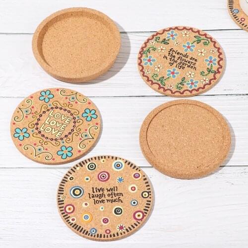 1/6pcs Non-Slip Cork Coasters Natural Wooden Round Coffee Cup Mat Heat Insulation Pot Drink Tea Pad Household Tableware Decor