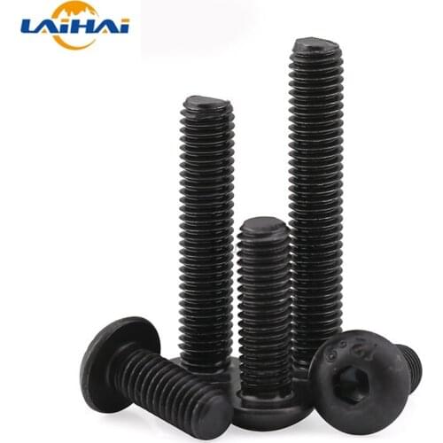 10/50pcs M1.6 M2 M2.5 M3 M4 M5 M6 M8 Black grade 10.9 steel ISO7380 Hexagon Hex Socket Head Button Mushroom Allen Bolt Screw