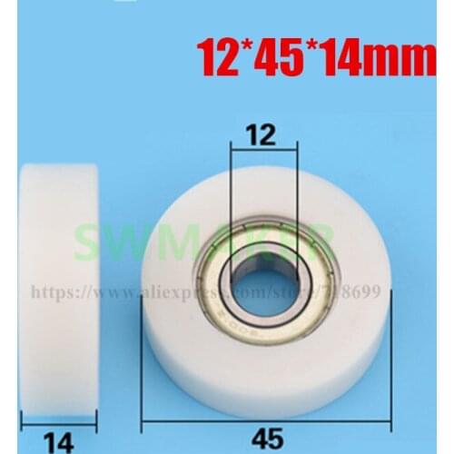 10pcs 12*45*14 mm 6001RS bearing pulley POM polyformaldehyde rolling planar roller