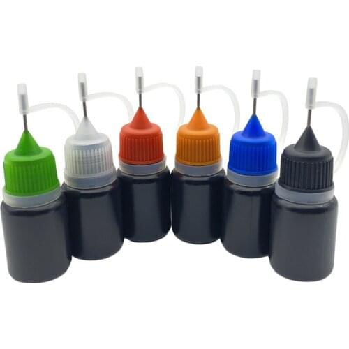 10pcs 5ml Empty PE Black Dropper Bottle for E Liquid Plastic Jar With Metal Needle Cap