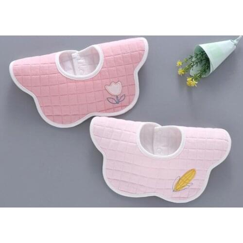 2 Pieces Baby Waterproof Bibs Cotton Flower 360 Degree Rotating Saliva Towel Infant Feeding Smock Burp Cloths Newborn Slabber