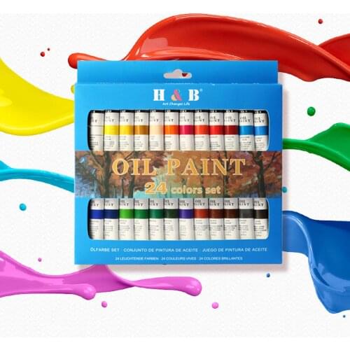 24 Colors 12ml Oil Paints Pigments Set for Kids Adults Students Professional Beginners Painting Graffiti Art Supplies