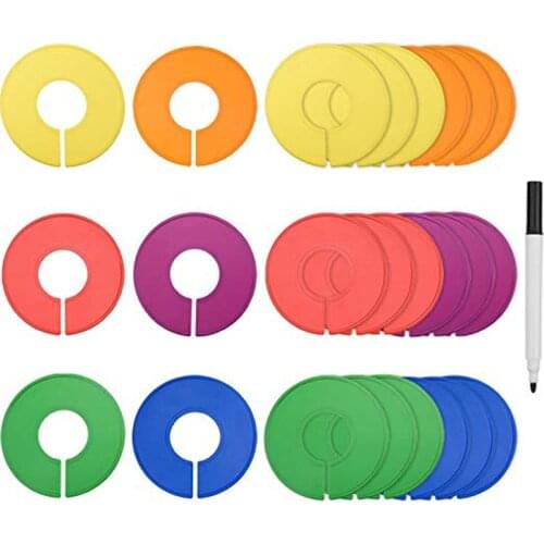 24pcs Mix Colors Plastic Size Divider Lable For Hangers Handmade Round Hanger Size Marker Fashion Store Round Rack Size Tag