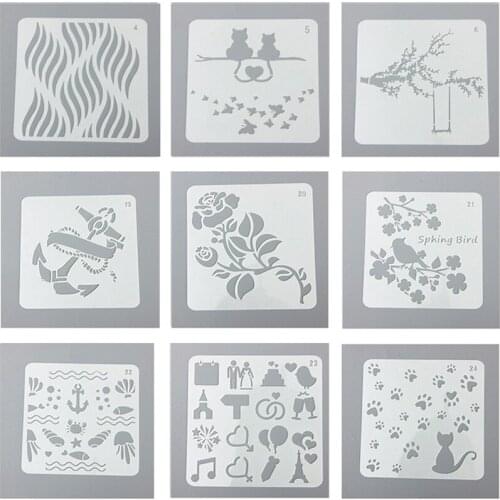 24pcs Different DIY Layering Painting Template Stencils for Painting Scrapbooking/photo Album Embossing Paper Cards Crafts