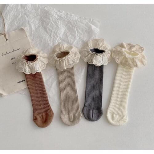 4 Pairs/lot New Baby Girls Socks Long Socks Kids Knee Length Soft Cotton Baby Socks Kids 1-6 Years Knee High Socks