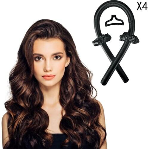 4x Sleeping Styler Heatless Curling Rod Headband Wave Curls DIY Tools Black Hair Rollers Snail Shape
