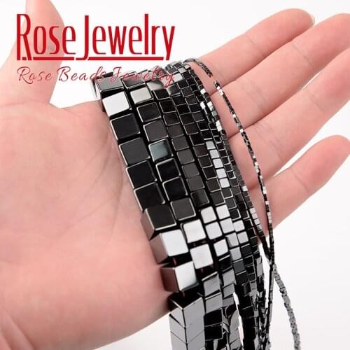 Natural Black Square Hematite Stone Beads Loose Charm Beads For Jewelry Making DIY Bracelet Necklace Accessories 1/2/3/4/5/6/8mm