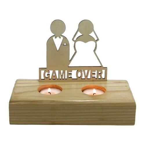 Didideko Wood Tealight Candle Holder Game Over