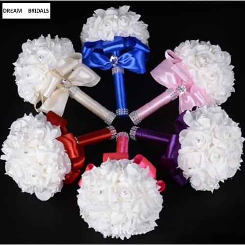 In Stock Cheap Simulation Bridal Bouquets Artificial Flower Six Colors Wedding Flowers buque de noiva Wedding Accessories