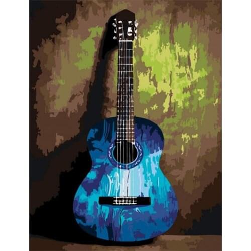 Guitar scenery popular diy oil paint by numbers kit painting Diy canvas painting by numbers 40X50cm Acrylic