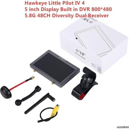 Hawkeye Little Pilot 4 5 inch 800*480 FPV Monitor Built in 5.8G 48CH DVR Diversity Dual Receiver for RC Racing Drone Airplane