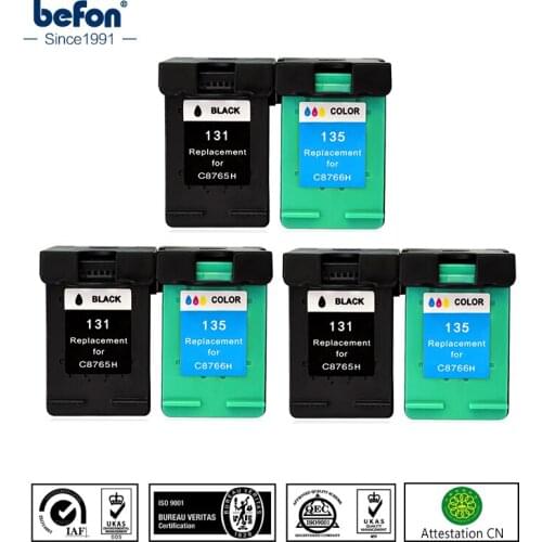 Befon Wholesale X6 Ink Cartridge Replacement for HP 131 135 HP131 Deskjet 460 5743 5940 6940 Photosmart 2573 2613 Inkjet Printer