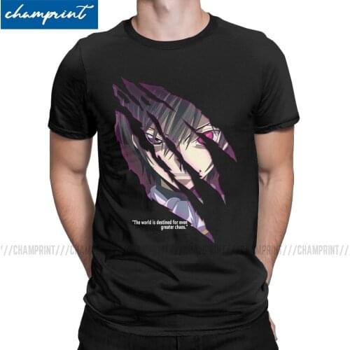 Lelouch Lamperouge T-Shirts Men Code Geass Lelouch of the Rebellion Anime Funny 100% Cotton Tee Shirt Short Sleeve T Shirt Adult