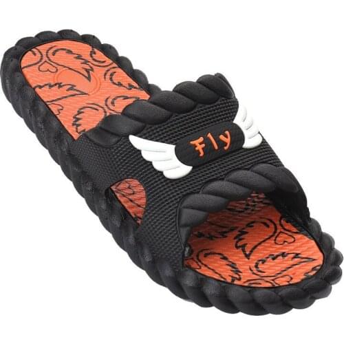 Summer Household Mens Slippers Non-slip Home Indoor Mens Slides Summer Adult Rubber Cartoon Male Flat Slippers