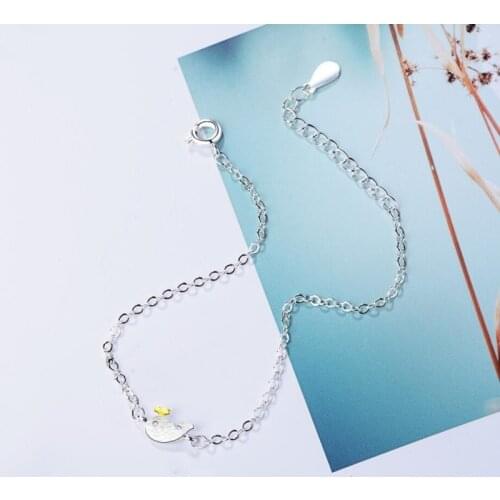 Cute Little Whale Dolphin 925 Sterling Silver Temperament Female Trendy Resizable Bracelets SBR087