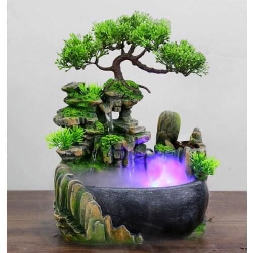 Miniatures Waterfall Desktop Fountain Geomantic Zen Meditation Waterfall Practical Home Humidifier Decor