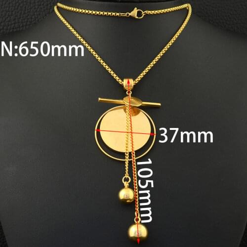 Fashion Stainless Steel Jewelry For Woman and Girl 650mm Long Charm Sweater Chain Necklace Long Round Pendant NEILBPBF