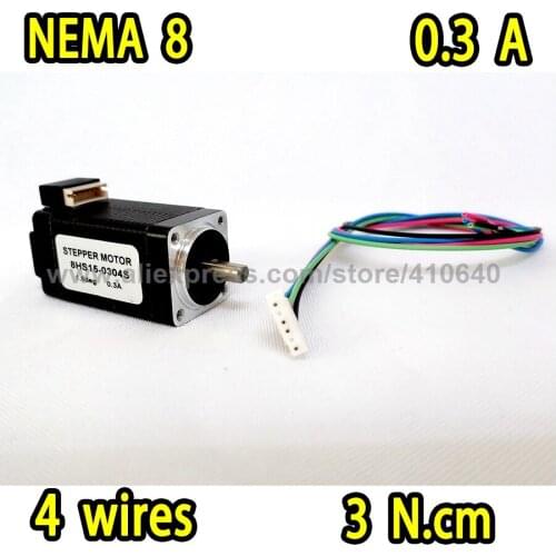 Nema 8 stepper motor model 8HS15-0304S 1.8 degree 0.3 A 3 N.cm with bipolar and 4 lead wire 12 pieces per lot FREE SHIPPING