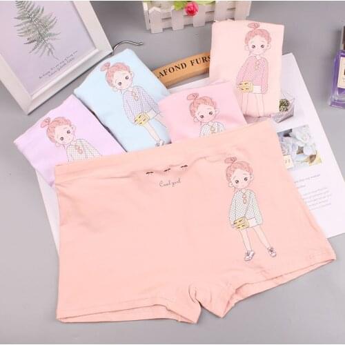 New large size childrens underwear, big childrens 95 cotton underwear, printed boxers, 8-15 years old girls boxers