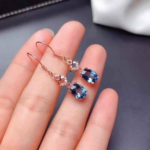 New Trendy Topaz Earring Natural And Real 925 Sterling Silver Topaz Earring