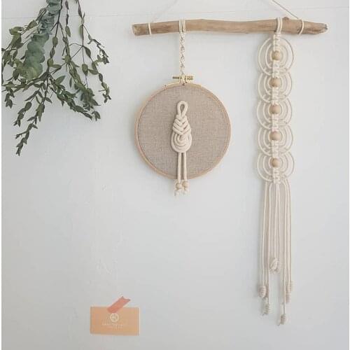 Nordic Wall Hanging Background Decor Macrame Beige Tapestry Home Handicraft Hand-woven Cotton And Linen Modern Simple Pendant