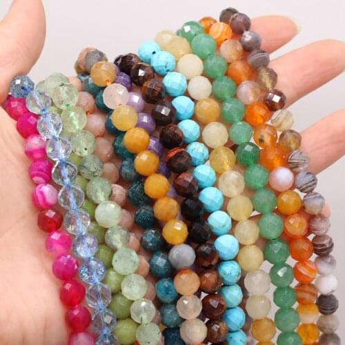 Wholesale Natural Stone Faceted Austria Beads Lapis lazuli Fluorite Jasper for Jewelry Making Necklace Bracelets Accessories