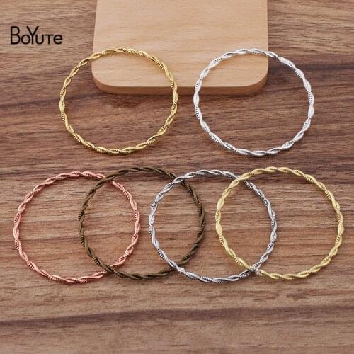 BoYuTe (10 Pieces/Lot) 60MM Metal Brass Twist Shape Bangle Bracelet Base DIY Handmade Materials Wholesale