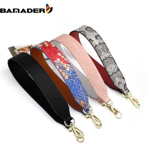 BAMADER Long 64CM Strap High Quality Leather Bag Strap Obag Handbag Accessories Weave Snake Pattern Fashion Short Shoulder Strap