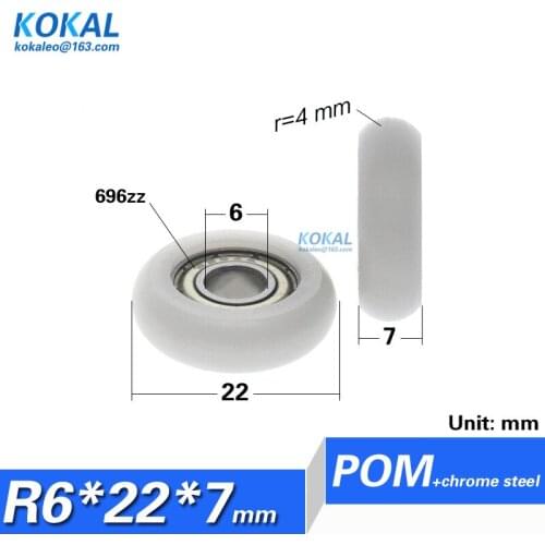 [R0622-7]10pcs 696z 696 deep groove ball bearing coated with plastic POM wheel for Pipelined equipment minisize 22mm round type