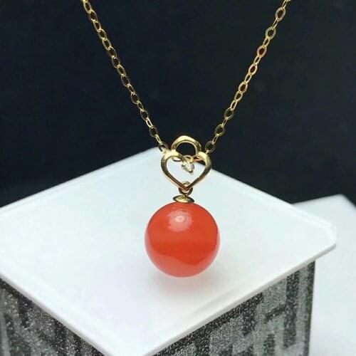 Shilovem 18K rose Gold real Natural south Red agate pendants no necklace fine plant Jewelry classic gift plant mymz9.5-10nh