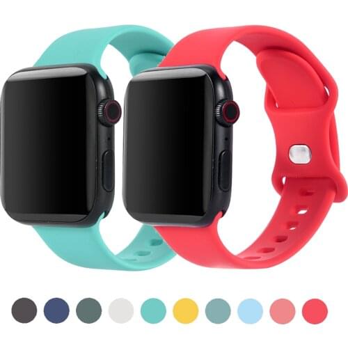 Silicone Strap for Apple Watch Band 44mm 40mm 38MM 42MM Rubber Belt Watchband Bracelet Accessories for Iwatch 2 3 4 5 6 Se