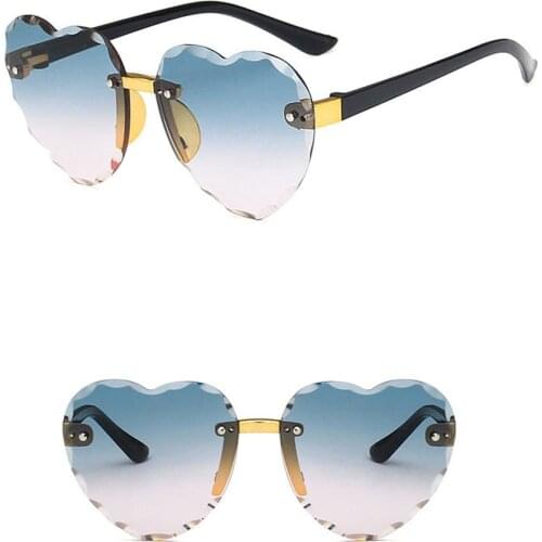 Colorful Children Rimless Heart Sunglasses UV400 Protection Gradient Ocean Kids Glasses Fashion Eyewear Outdoor Travel