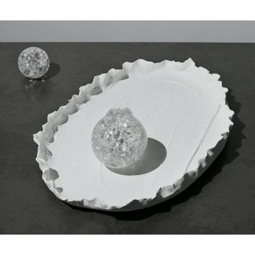Modern Model Room Sales Office Home Living Room Coffee Table White Black Porcelain Storage Tray Crimping Ceramic Fruit Tray